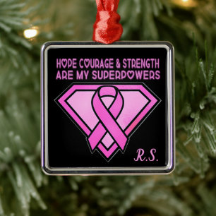 Borstkanker Awareness Diamond Logo Black Metalen Ornament