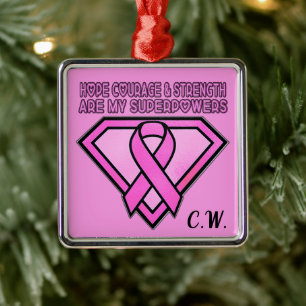 Borstkanker Awareness Diamond Logo Pink Metalen Ornament