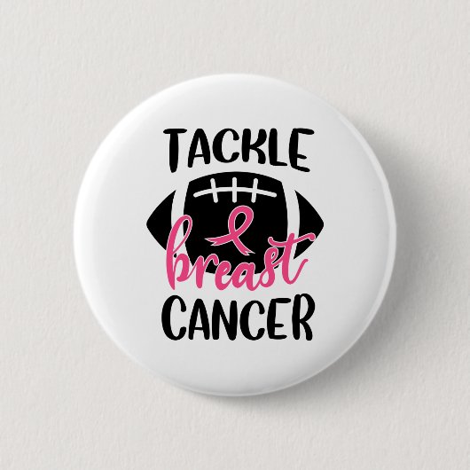 Borstkanker Awareness Football Ribbon Tackle Bre Ronde Button 5,7 Cm (Voorkant)
