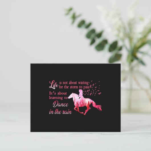 Borstkanker Awareness Horse Ribbon Pink Gifts Wo Briefkaart (Staand voorkant)