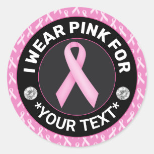 Borstkanker Awareness Lint Ik draag Roze Ronde Sticker