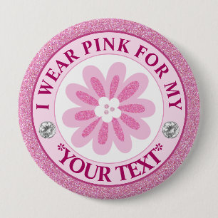 Borstkanker Awareness Lint Ik draag Roze voor Ronde Button 4,0 Cm