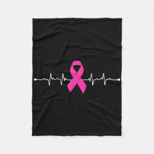 Borstkanker Awareness Pink Ribbon Heartbeat Supp Fleece Deken