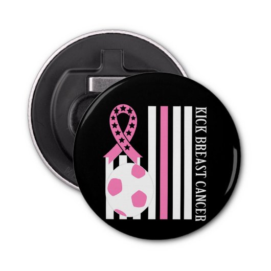 Borstkanker Awareness Pink Ribbon Pin Button Button Flesopener (Voorkant)