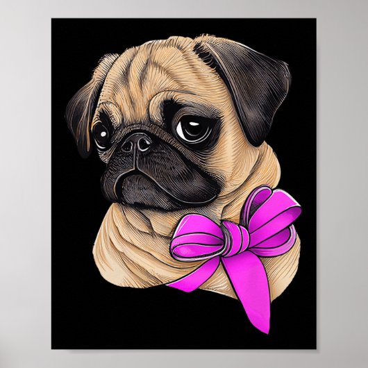 Borstkanker Awareness Pug Borstkanker Maand Poster (Voorkant)