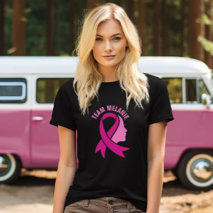 Borstkanker Awareness Ribbon Aangepaste Naam Tekst T-shirt