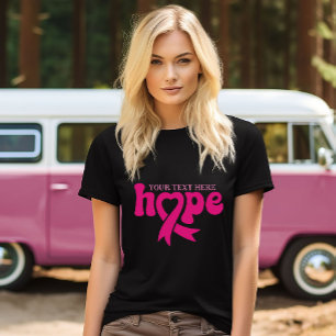 Borstkanker Awareness Ribbon Aangepaste Naam Tekst T-shirt