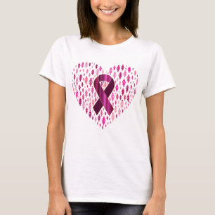 Borstkanker Awareness Ribbon and Heart T-shirt