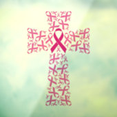Borstkanker Awareness Ribbon Cross Raamsticker (Vel 3)