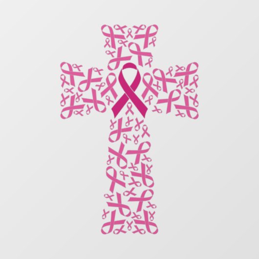 Borstkanker Awareness Ribbon Cross Raamsticker (Vel)