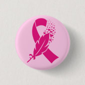 Borstkanker Awareness Ribbon Feather Ronde Button 3,2 Cm (Voorkant)