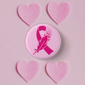 Borstkanker Awareness Ribbon Feather Ronde Button 3,2 Cm