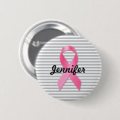 Borstkanker Awareness Ribbon Personalised Ronde Button 5,7 Cm (Voorkant /achterkant)