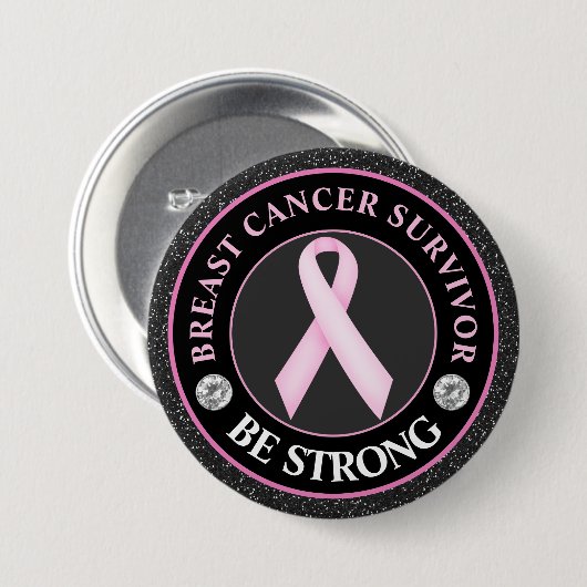 Borstkanker Awareness Ribbon Surviance Ronde Button 7,6 Cm (Voorkant /achterkant)
