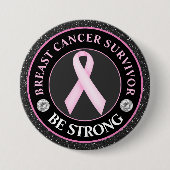 Borstkanker Awareness Ribbon Surviance Ronde Button 7,6 Cm (Voorkant)