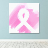 Borstkanker Awareness Ribbon Waterverf Canvas Afdruk (Insitu (Houten vloer))