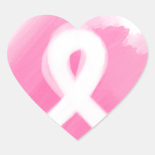 Borstkanker Awareness Ribbon Waterverf Hart Sticker