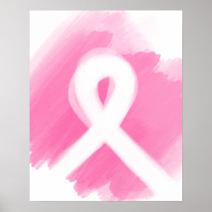 Borstkanker Awareness Ribbon Waterverf Poster