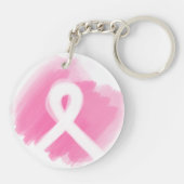 Borstkanker Awareness Ribbon Waterverf Sleutelhanger (Achterkant)