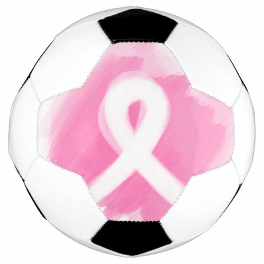 Borstkanker Awareness Ribbon Waterverf Voetbal (Voorkant)