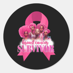 Borstkanker Awareness Survivor Black Women Melan Ronde Sticker