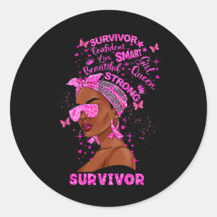 Borstkanker Awareness Survivor Black Women Melan Ronde Sticker