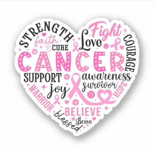 Borstkanker Awareness Vinyl Sticker (Voorkant)