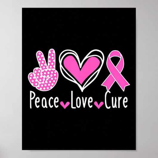 Borstkanker Bewustheid Costume Pink Peace Love Cu Poster (Voorkant)