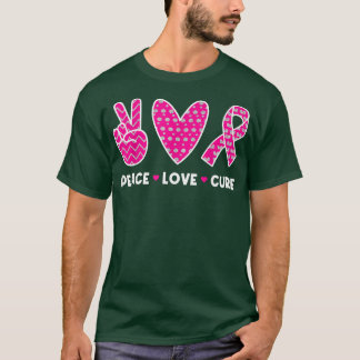 Borstkanker Bewustheid Costume Pink Peace Love Cu T-shirt