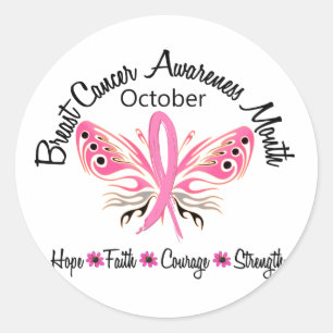 Borstkanker Bewustmafhankelijkmaand Boterfly 3.2 Ronde Sticker