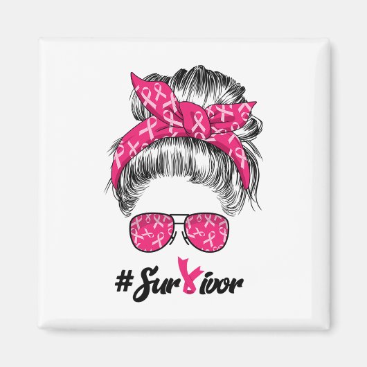 Borstkanker - Bewustmager Believe Messy Bun Magneet (Voorkant)