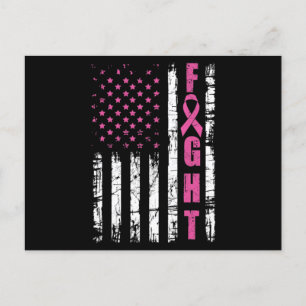 Borstkanker Bewustmaking American Flag Fight Pink  Briefkaart
