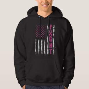 Borstkanker Bewustmaking American Flag Fight Pink  Hoodie