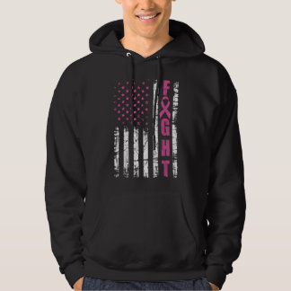 Borstkanker Bewustmaking American Flag Fight Pink  Hoodie