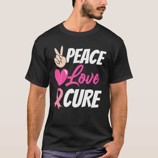 Borstkanker Bewustmaking Costume Pink Peace Cure F T-shirt (Voorkant)