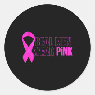 Borstkanker Bewustmaking Echte Mannen Draag Roze Ronde Sticker