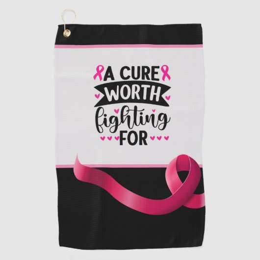 Borstkanker Bewustmaking met roze lint  Golfhanddoek (Voorkant)