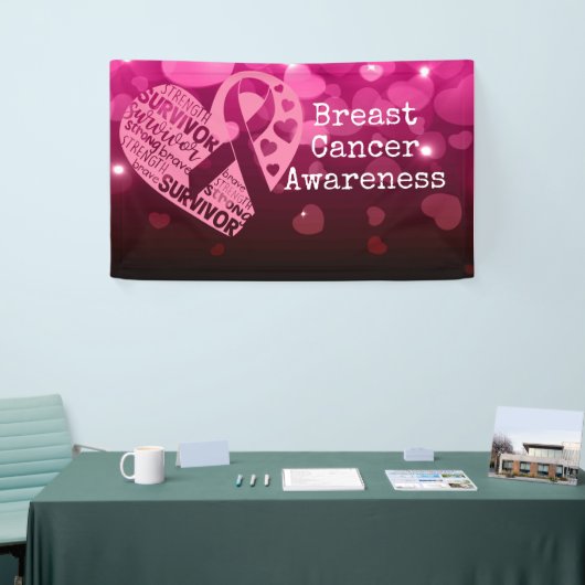 Borstkanker Bewustmaking met roze lintbanner Spandoek
