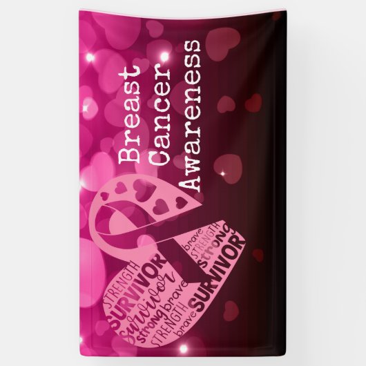 Borstkanker Bewustmaking met roze lintbanner Spandoek (Verticaal)