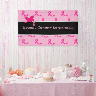 Borstkanker Bewustmaking met roze lintbanner Spandoek