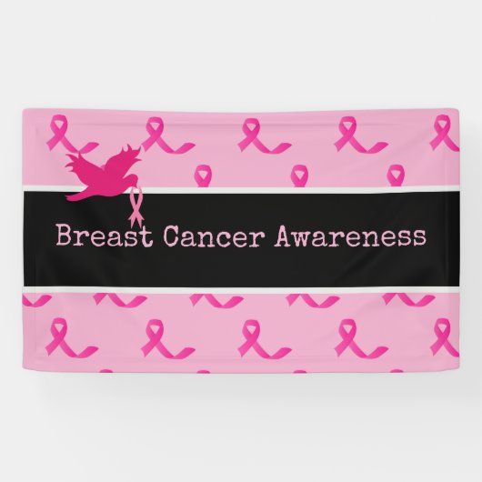 Borstkanker Bewustmaking met roze lintbanner Spandoek (Horizontaal)