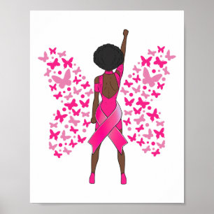 Borstkanker Bewustmaking Roze Butterflies Afrikaan Poster