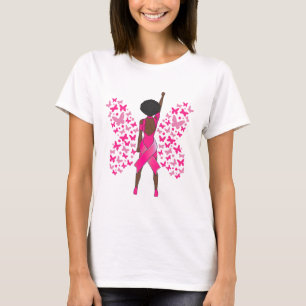 Borstkanker Bewustmaking Roze Butterflies Afrikaan T-shirt