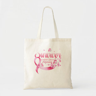 Borstkanker Bewustmaking Roze Butterflies Ribbon Tote Bag