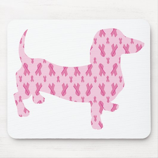 Borstkanker Bewustmaking Roze Dachshund Muismat (Voorkant)