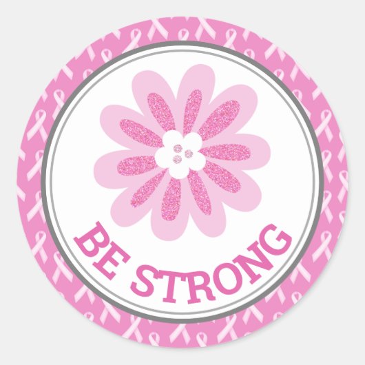 Borstkanker Bewustmaking Roze gelaatsmeter Ronde Sticker (Voorkant)