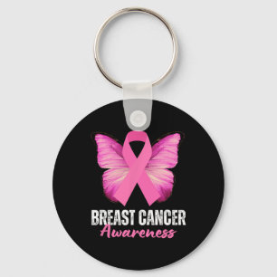 Borstkanker Bewustmaking Roze lint Butterfly Sleutelhanger