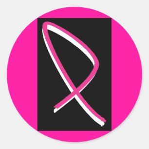 Borstkanker Bewustmaking Roze lint I Ronde Sticker