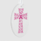 Borstkanker Bewustmaking Roze lint kruis Ornament (voorkant)