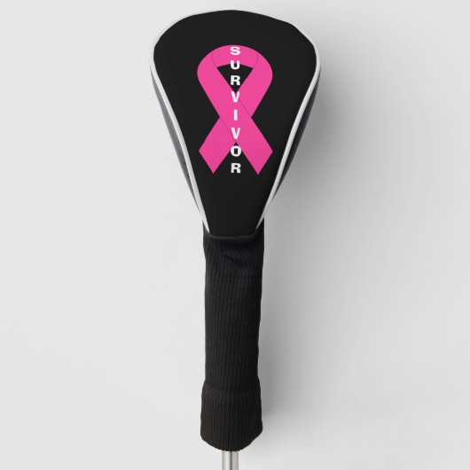 Borstkanker Bewustmaking Roze lint overleving Golfheadcover (Voorkant)